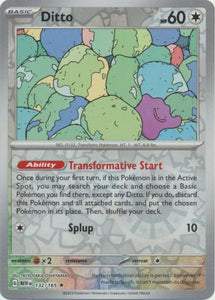 Ditto 132/165 SV 151 Set Reverse Holo Rare Pokemon Card TCG Kawaii Collector Ditto 132/165 SV 151 Set Reverse Holo Rare Pokemon Card TCG Kawaii Collector