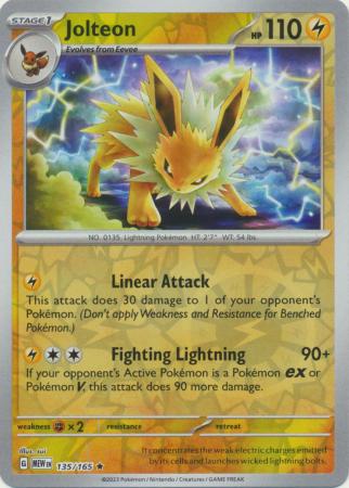 Jolteon 135/165 SV 151 Set Reverse Holo Rare Pokemon Card TCG Near Mint