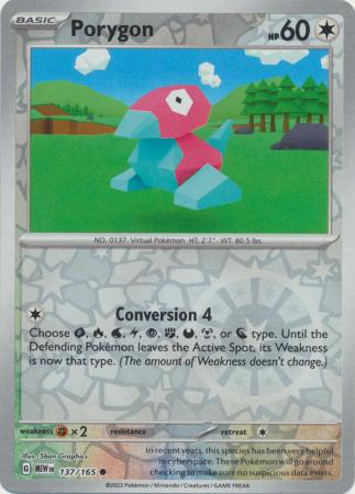 Porygon 137/165 SV 151 Set Reverse Holo Common Pokemon Card TCG Near Mint