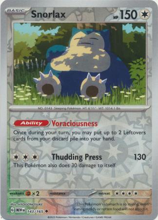 Snorlax 143/165 SV 151 Set Reverse Holo Uncommon Pokemon Card TCG Near Mint 