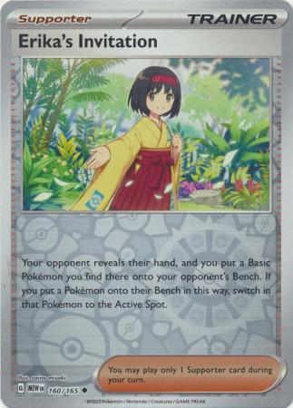 Erika's Invitation 160/165 SV 151 Set Reverse Holo Uncommon Trainer Pokemon Card TCG Near Mint