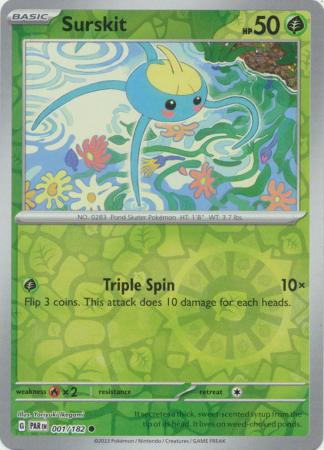 Surskit 001/182 SV Paradox Rift Reverse Holo Common Pokemon Card TCG Near Mint