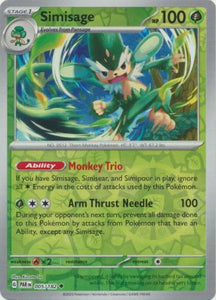 Simisage 005/182 SV Paradox Rift Reverse Holo Uncommon Pokemon Card TCG Near Mint 