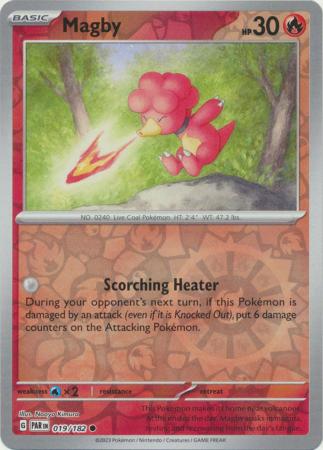 Magby 019/182 SV Paradox Rift Reverse Holo Common Pokemon Card TCG Near Mint