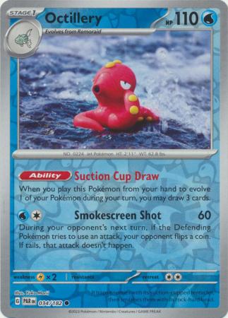 Octillery 034/182 SV Paradox Rift Reverse Holo Common Pokemon Card TCG Near Mint