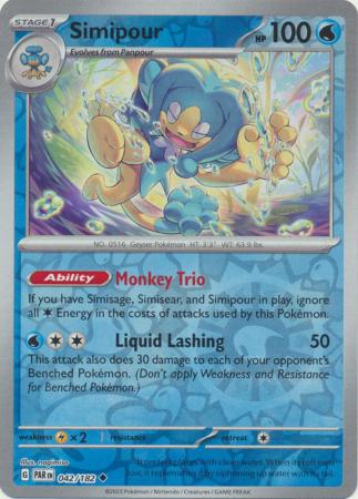 Simipour 042/182 SV Paradox Rift Reverse Holo Uncommon Pokemon Card TCG Near Mint 