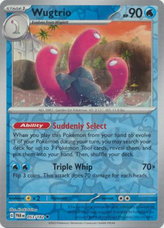 Wugtrio 053/182 SV Paradox Rift Reverse Holo Uncommon Pokemon Card TCG Near Mint 