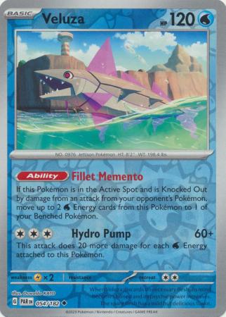 Veluza 054/182 SV Paradox Rift Reverse Holo Uncommon Pokemon Card TCG Near Mint 