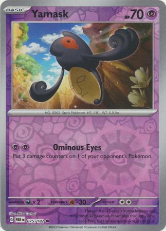 Yamask 075/182 SV Paradox Rift Reverse Holo Common Pokemon Card TCG Near Mint