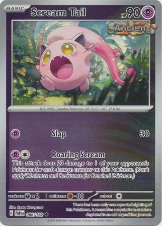 Scream Tail 086/182 SV Paradox Rift Reverse Holo Uncommon Pokemon Card TCG Near Mint 