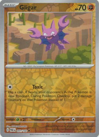 Gligar 091/182 SV Paradox Rift Reverse Holo Common Pokemon Card TCG Near Mint