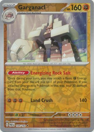 Garganacl 104/182 SV Paradox Rift Reverse Holo Rare Pokemon Card TCG Near Mint