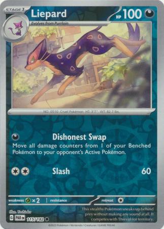 Liepard 115/182 SV Paradox Rift Reverse Holo Common Pokemon Card TCG Near Mint