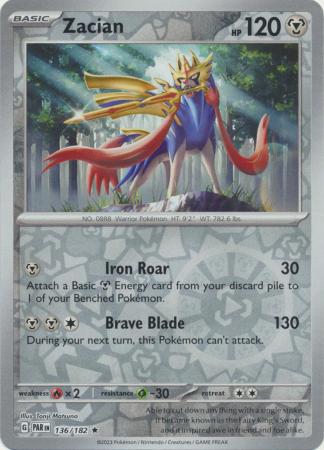 Zacian 136/182 SV Paradox Rift Reverse Holo Rare Pokemon Card TCG Near Mint