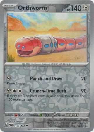 Orthworm 138/182 SV Paradox Rift Reverse Holo Uncommon Pokemon Card TCG Near Mint 