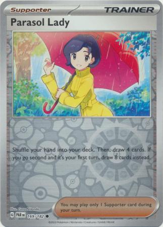 Parasol Lady 169/182 SV Paradox Rift Reverse Holo Common Trainer Pokemon Card TCG Near Mint