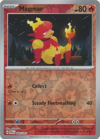 Magmar 009/091 SV Paldean Fates Reverse Holo Common Pokemon Card TCG Near Mint