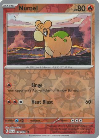 Numel 011/091 SV Paldean Fates Reverse Holo Common Pokemon Card TCG Near Mint