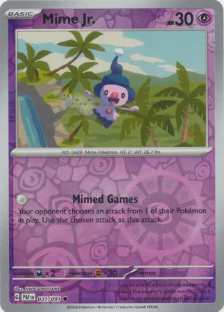 Mime Jr. 031/091 SV Paldean Fates Reverse Holo Common Pokemon Card TCG Near Mint