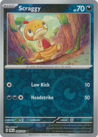 Scraggy 060/091 SV Paldean Fates Reverse Holo Common Pokemon Card TCG Near Mint