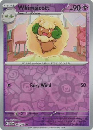 Whimsicott 035/091 SV Paldean Fates Reverse Holo Uncommon Pokemon Card TCG Near Mint 