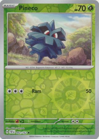 Pineco 002/162 SV Temporal Forces Reverse Holo Common Pokemon Card TCG Near Mint