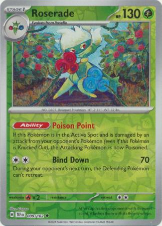 Roserade 009/162 SV Temporal Forces Reverse Holo Uncommon Pokemon Card TCG Near Mint 