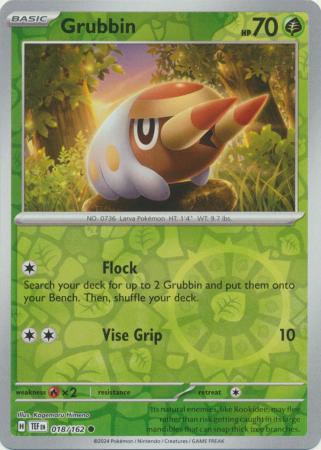 Grubbin 018/162 SV Temporal Forces Reverse Holo Common Pokemon Card TCG Near Mint