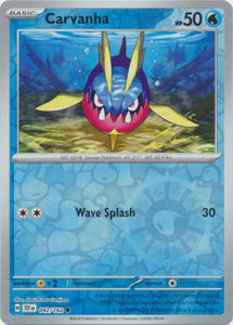 Carvanha 042/162 SV Temporal Forces Reverse Holo Common Pokemon Card TCG Near Mint