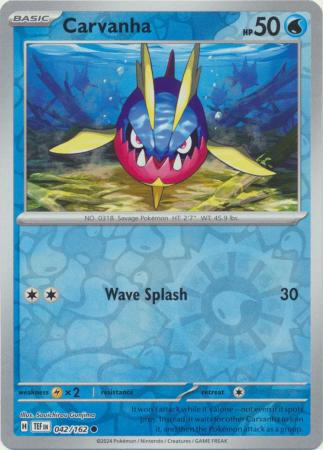 Carvanha 042/162 SV Temporal Forces Reverse Holo Common Pokemon Card TCG Near Mint