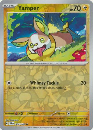 Yamper 058/162 SV Temporal Forces Reverse Holo Common Pokemon Card TCG Near Mint