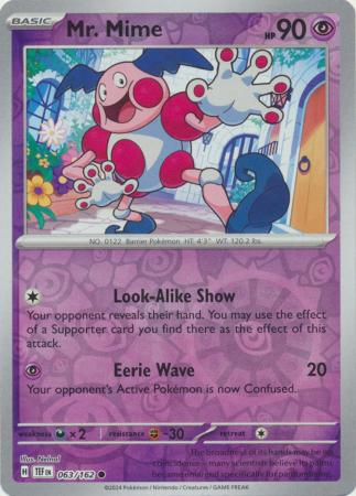Mr. Mime 063/162 SV Temporal Forces Reverse Holo Common Pokemon Card TCG Near Mint