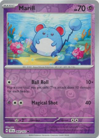 Marill 064/162 SV Temporal Forces Reverse Holo Common Pokemon Card TCG Near Mint