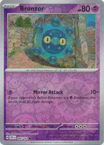 Bronzor 068/162 SV Temporal Forces Reverse Holo Common Pokemon Card TCG Near Mint