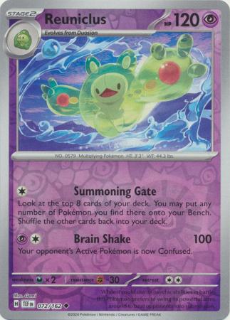 Reuniclus 072/162 SV Temporal Forces Reverse Holo Uncommon Pokemon Card TCG Near Mint 