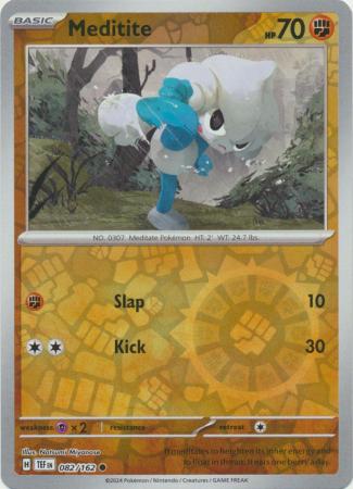 Meditite 082/162 SV Temporal Forces Reverse Holo Common Pokemon Card TCG Near Mint