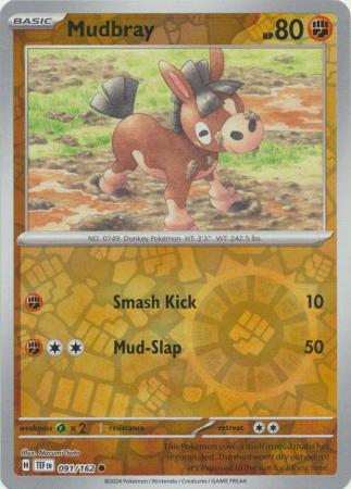 Mudbray 091/162 SV Temporal Forces Reverse Holo Common Pokemon Card TCG Near Mint