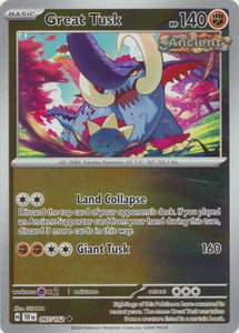 Great Tusk 097/162 SV Temporal Forces Reverse Holo Uncommon Pokemon Card TCG Near Mint&nbsp;