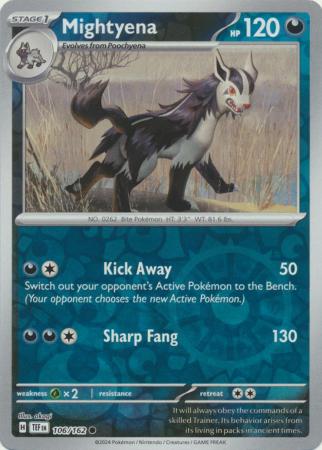 Mightyena 106/162 SV Temporal Forces Reverse Holo Common Pokemon Card TCG Near Mint