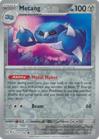 Metang 114/162 SV Temporal Forces Reverse Holo Common Pokemon Card TCG Near Mint