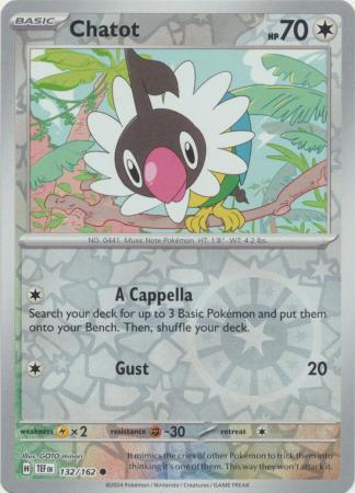 Chatot 132/162 SV Temporal Forces Reverse Holo Common Pokemon Card TCG Near Mint