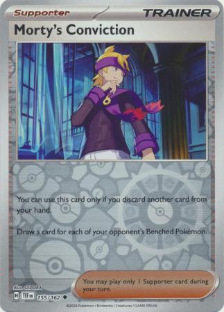 Morty's Conviction 155/162 SV Temporal Forces Reverse Holo Uncommon Trainer Pokemon Card TCG Near Mint 