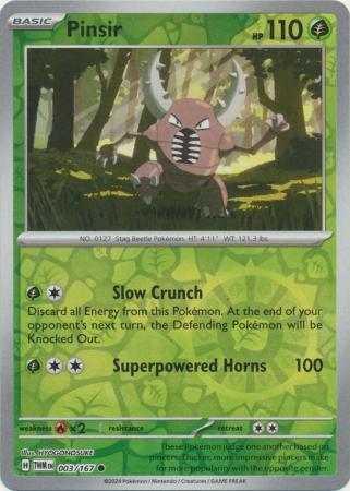 Pinsir 003/167 SV Twilight Masquerade Reverse Holo Common Pokemon Card TCG Near Mint