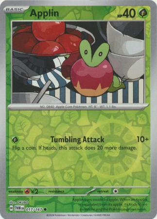 Applin 017/167 SV Twilight Masquerade Reverse Holo Common Pokemon Card TCG Near Mint