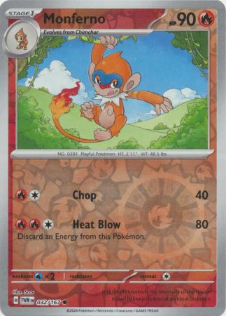 Chimchar 031/167 SV Twilight Masquerade Reverse Holo Common Pokemon Card TCG Near Mint