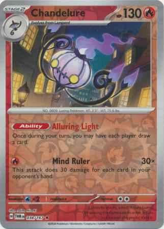 Chandelure 038/167 SV Twilight Masquerade Reverse Holo Rare Pokemon Card TCG Near Mint
