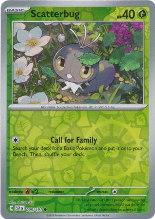 Scatterbug (5/191) SV Surging Sparks Reverse Holo Common Pokemon Card TCG