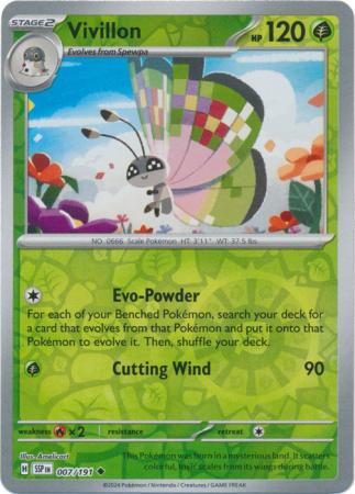 Vivillon (7/191) SV Surging Sparks Reverse Holo Uncommon Pokemon Card TCG