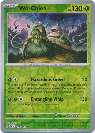 Wo-Chien (15/191) SV Surging Sparks Reverse Holo Uncommon Pokemon Card TCG