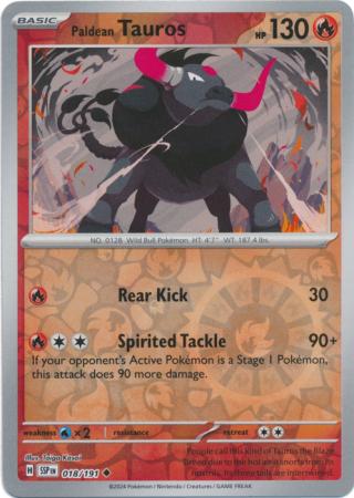 Paldean Tauros (18/191) SV Surging Sparks Reverse Holo Uncommon Pokemon Card TCG